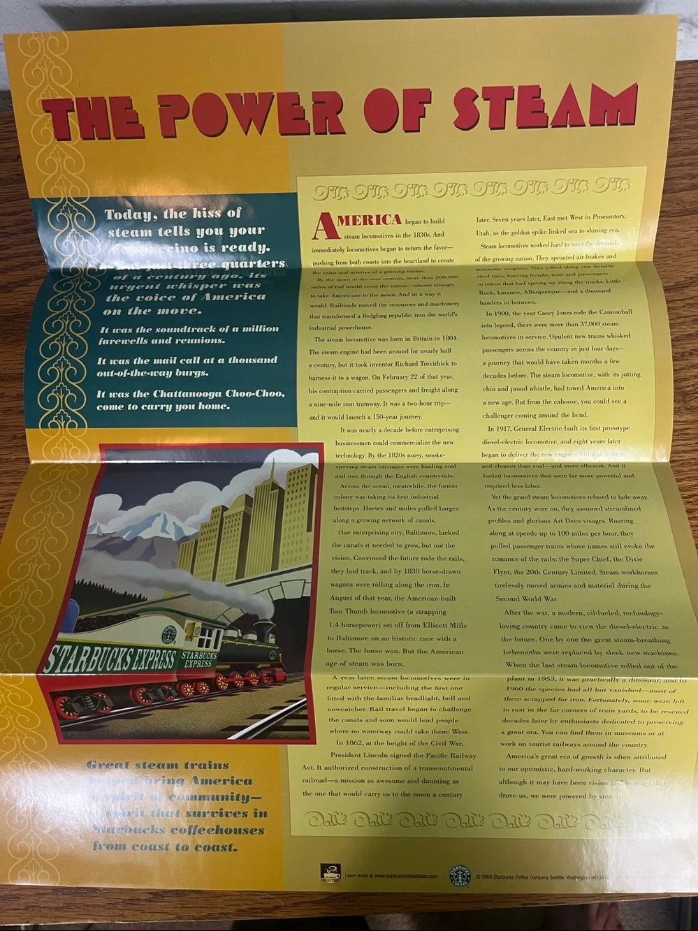 Starbucks Holiday Express Train with working lights and poster like new 2003